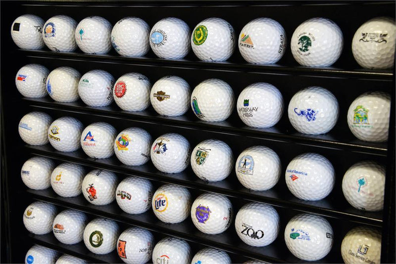 Golf Ball Display Case 108+ PGA Clubhouse Solid Wood Wall Cabinet Rack Lock Holder