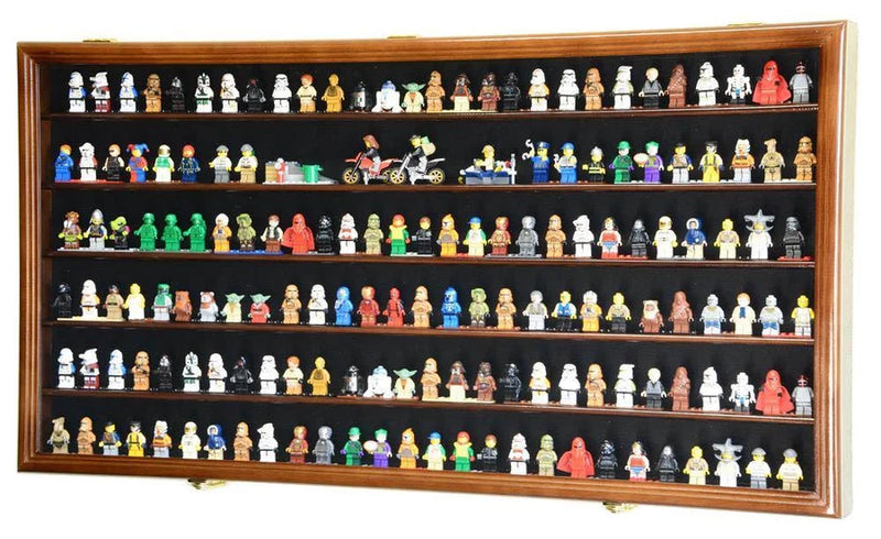 Minifigures Display Case Sold Wood Finish 180 Pcs LEGO Figurines Locking Cabinet