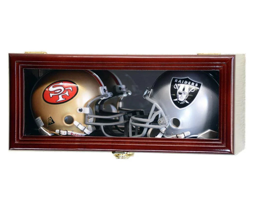 2 Mini Helmet Display Case Cabinet Mirror Back UV Protection NFL Riddell