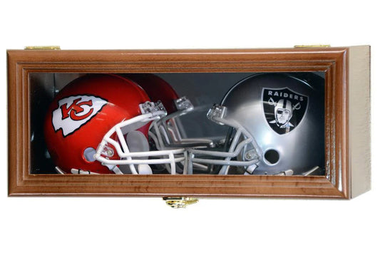 2 Mini Helmet Display Case Cabinet Mirror Back UV Protection NFL Riddell