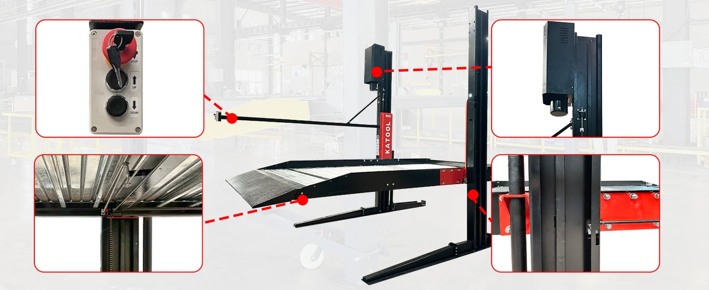 Katool Two Post Hydraulic Parking Storage Lift KT-P2700 6600 lb 82in