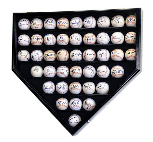 43 Baseball Display Case Cabinet Home Plate Shaped UV Protection Locking MLB