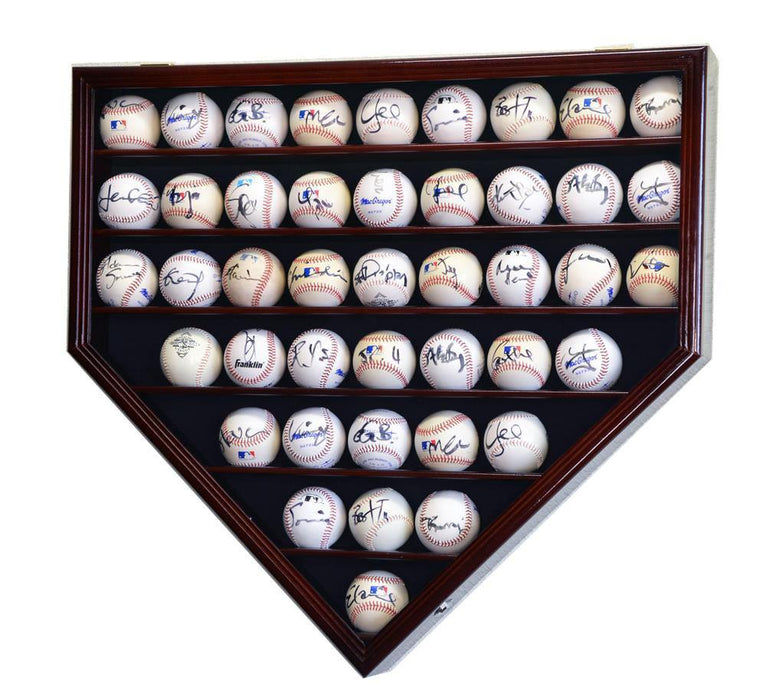 43 Baseball Display Case Cabinet Home Plate Shaped UV Protection Locking MLB