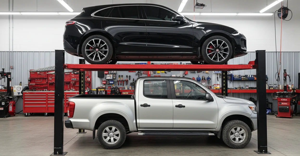 Katool KT 4H950 9500 lb Four Post Parking Storage Car Lift 110V Casters