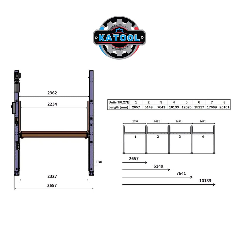Katool Two Post Hydraulic Parking Storage Lift KT-P2700 6600 lb 82in