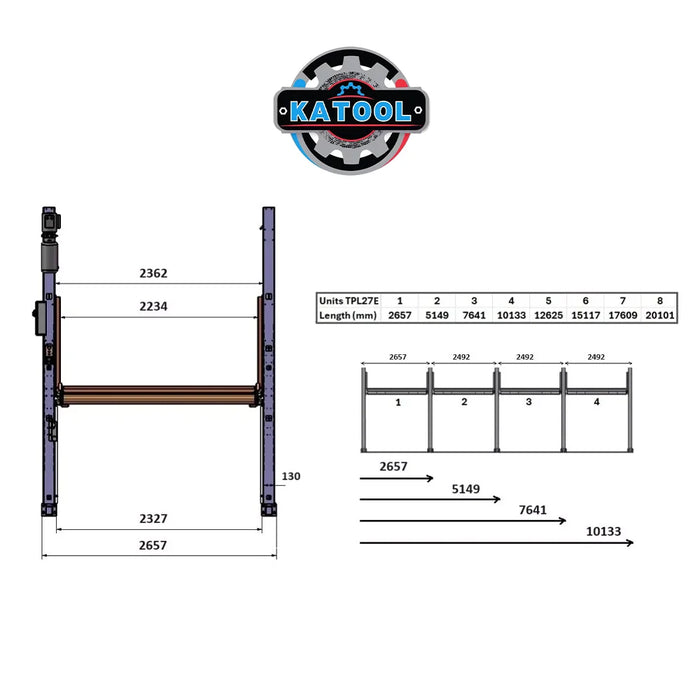 Katool Two Post Hydraulic Parking Storage Lift KT-P2700 6600 lb 82in