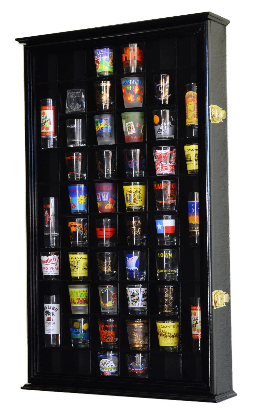 Shot Glass Display Case Cabinet Wall Mounted 54 Shot Glass Showcase