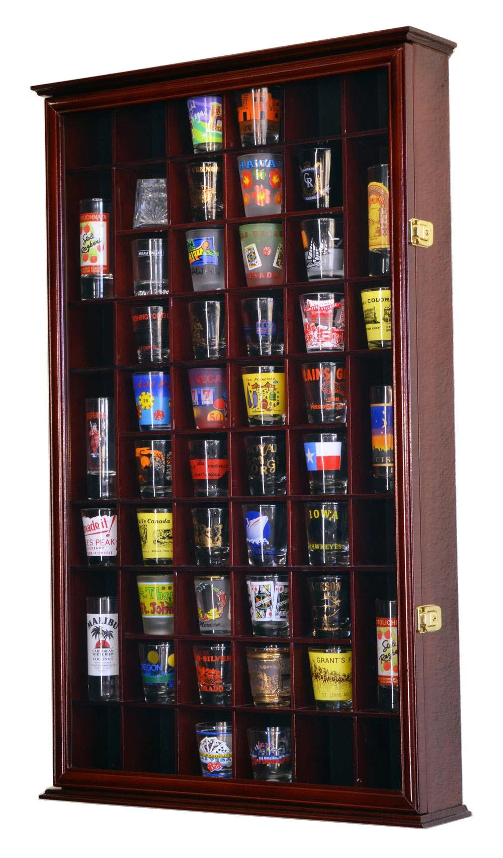 Shot Glass Display Case Cabinet Wall Mounted 54 Shot Glass Showcase