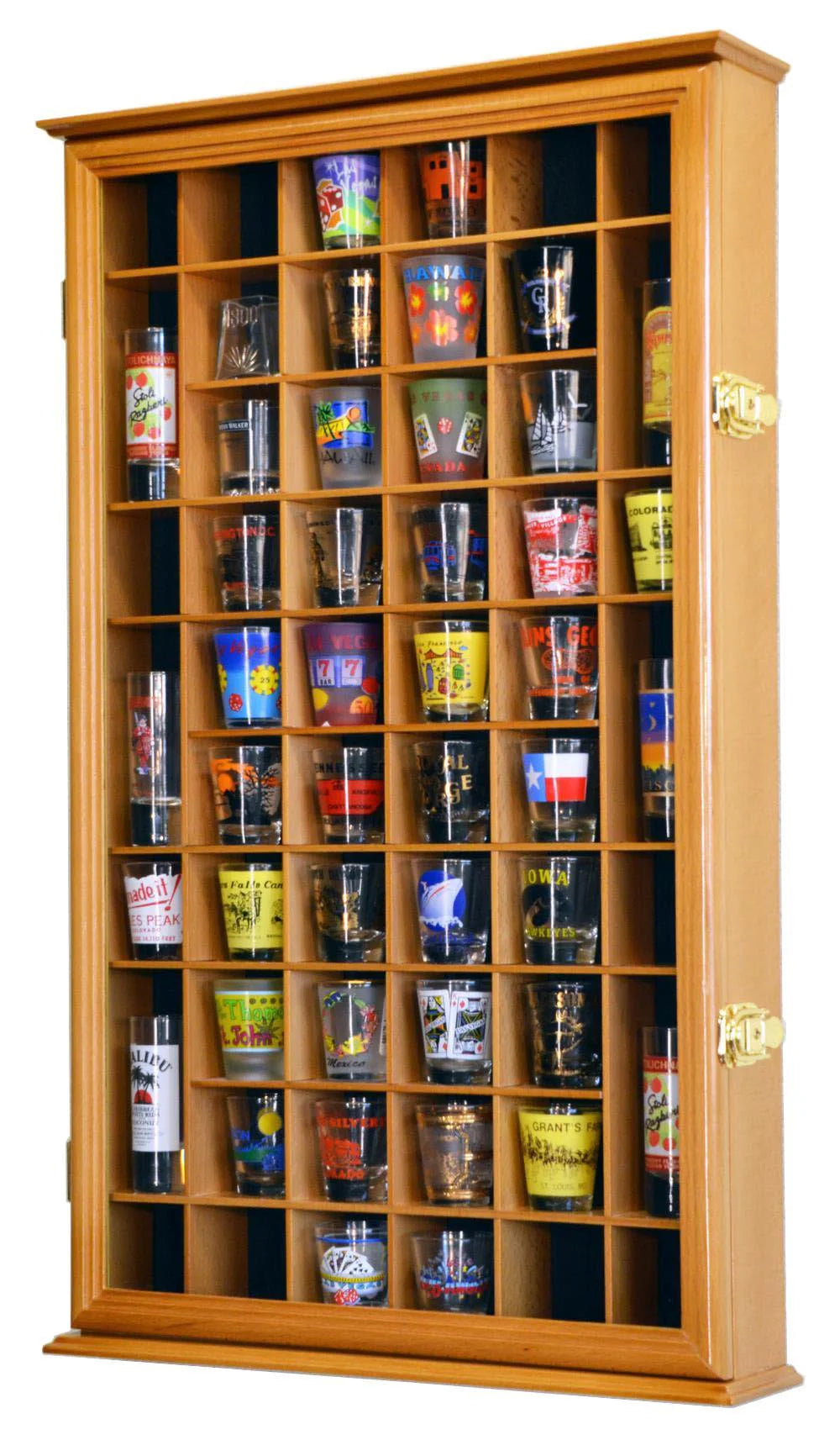 Shot Glass Display Case Cabinet Wall Mounted 54 Shot Glass Showcase