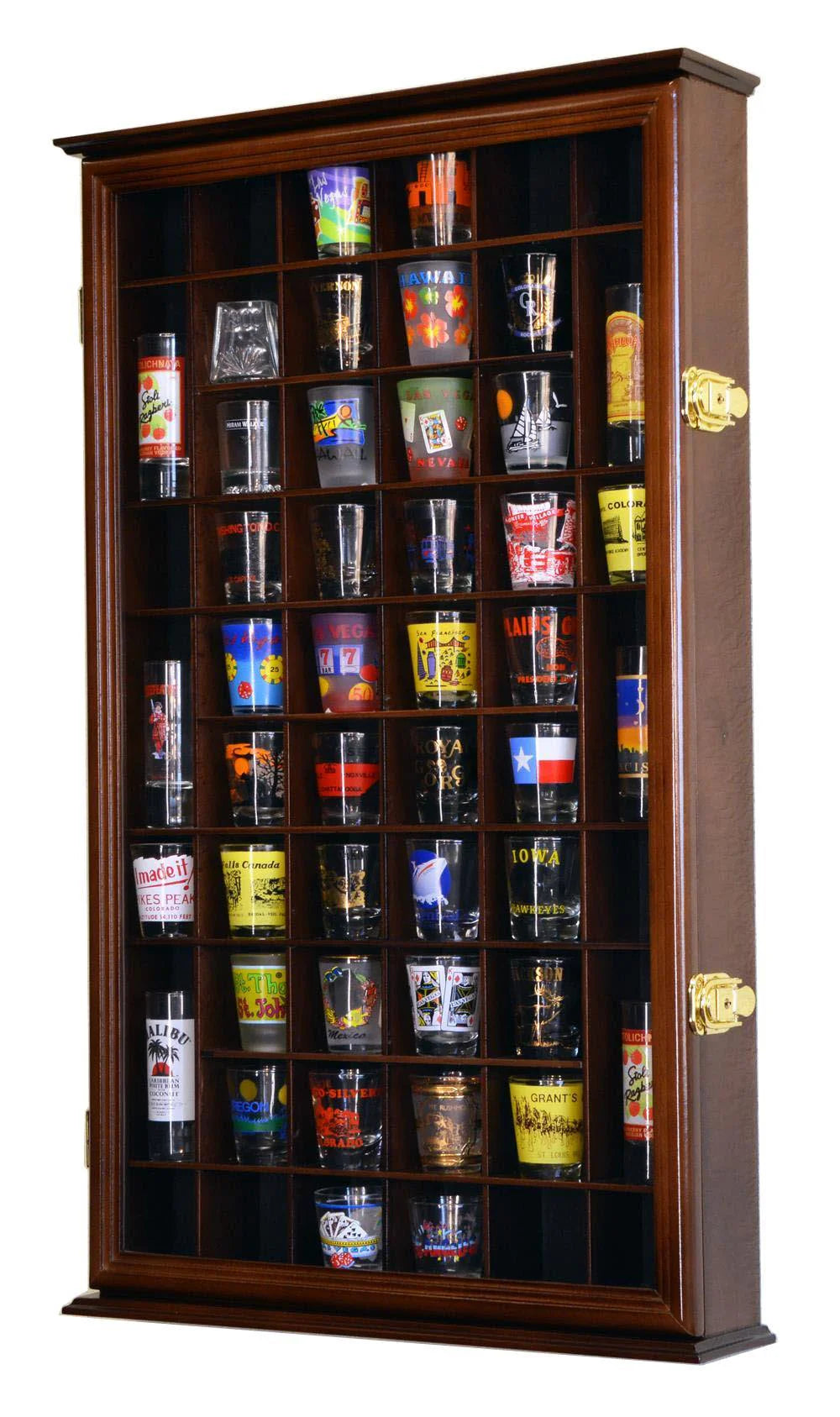 Shot Glass Display Case Cabinet Wall Mounted 54 Shot Glass Showcase