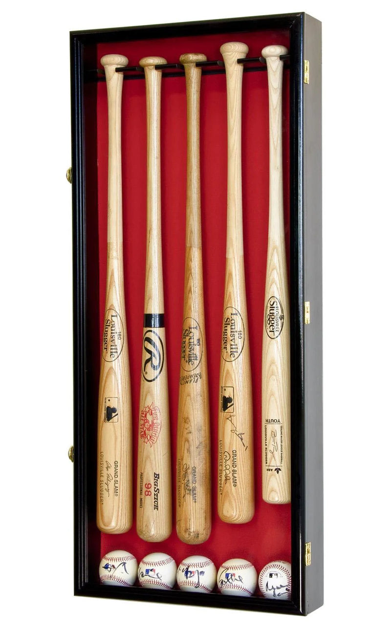 5 Baseball Bat Display Case Wall Mounted MLB UV Lockable Frame Cabinet Shadow Box
