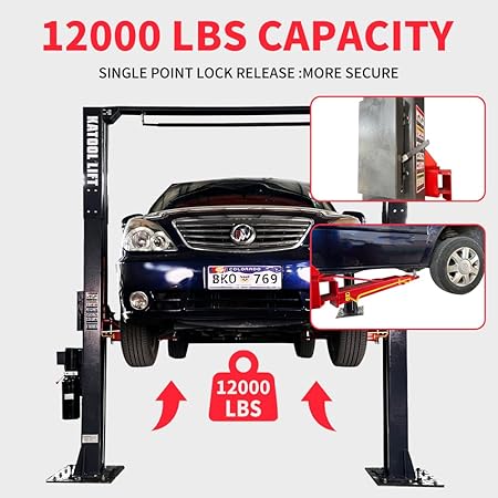 Katool KT AM120SD 12000 lb Clear Floor Commercial Two Post Auto Lift 4HP