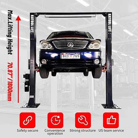 Katool KT AM120SD 12000 lb Clear Floor Commercial Two Post Auto Lift 4HP