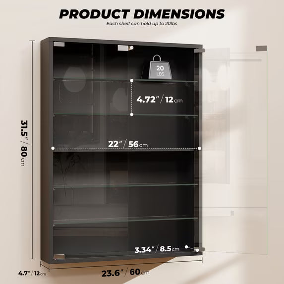 Car Display Case 1/24 Diecast Model LED Light Minifigures NASCAR Wall Cabinet