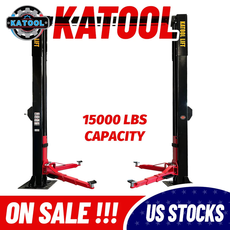 Katool KT M150D 15000 lb Commercial Two Post Car Lift 4HP Direct Drive