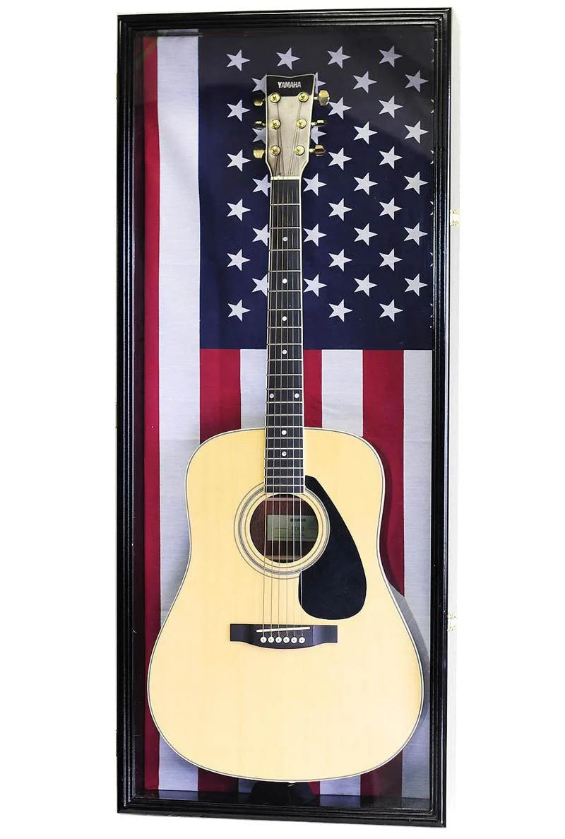 Guitar Display Case Cabinet | UV Protection | Locking | Oak Walnut Cherry Black