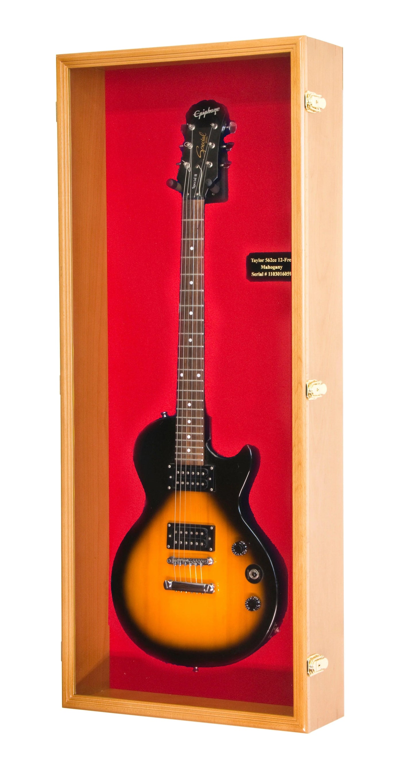 Guitar Display Case Cabinet | UV Protection | Locking | Oak Walnut Cherry Black