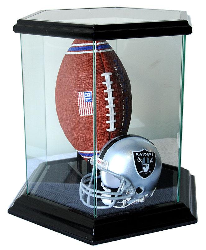 Hexagon Glass Display Case for Basketball Soccer Ball Football Baseball Glove