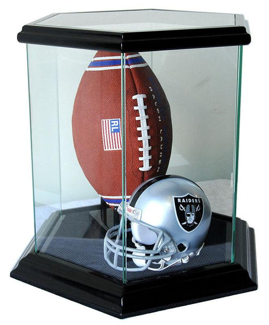 Hexagon Glass Display Case for Basketball Soccer Ball Football Baseball Glove