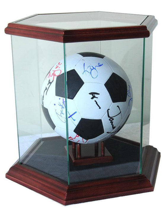 Hexagon Glass Display Case for Basketball Soccer Ball Football Baseball Glove