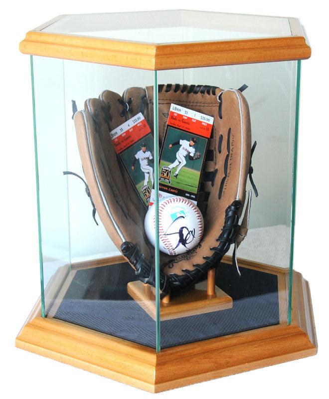 Hexagon Glass Display Case for Basketball Soccer Ball Football Baseball Glove