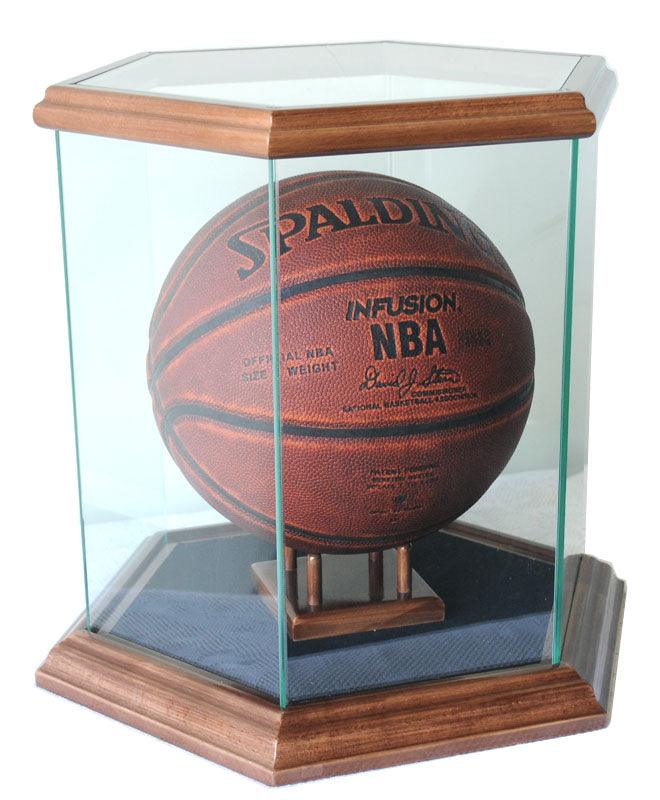 Hexagon Glass Display Case for Basketball Soccer Ball Football Baseball Glove