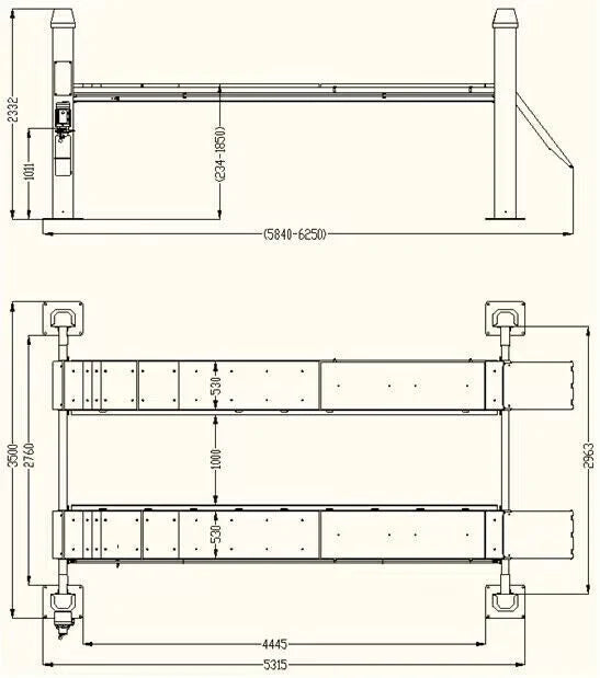 Katool KT 4H150 15000 lb Four Post Alignment Lift with Rolling Jack
