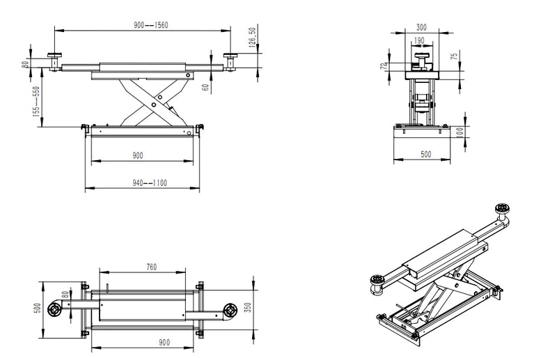 Katool KT 4H150 15000 lb Four Post Alignment Lift with Rolling Jack