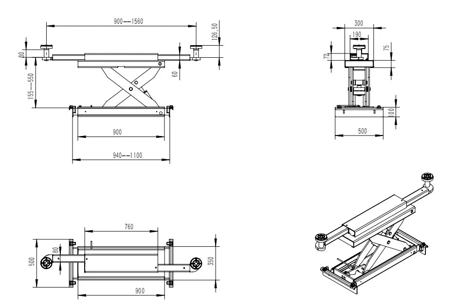 Katool KT 4H150 15000 lb Four Post Alignment Lift with Rolling Jack