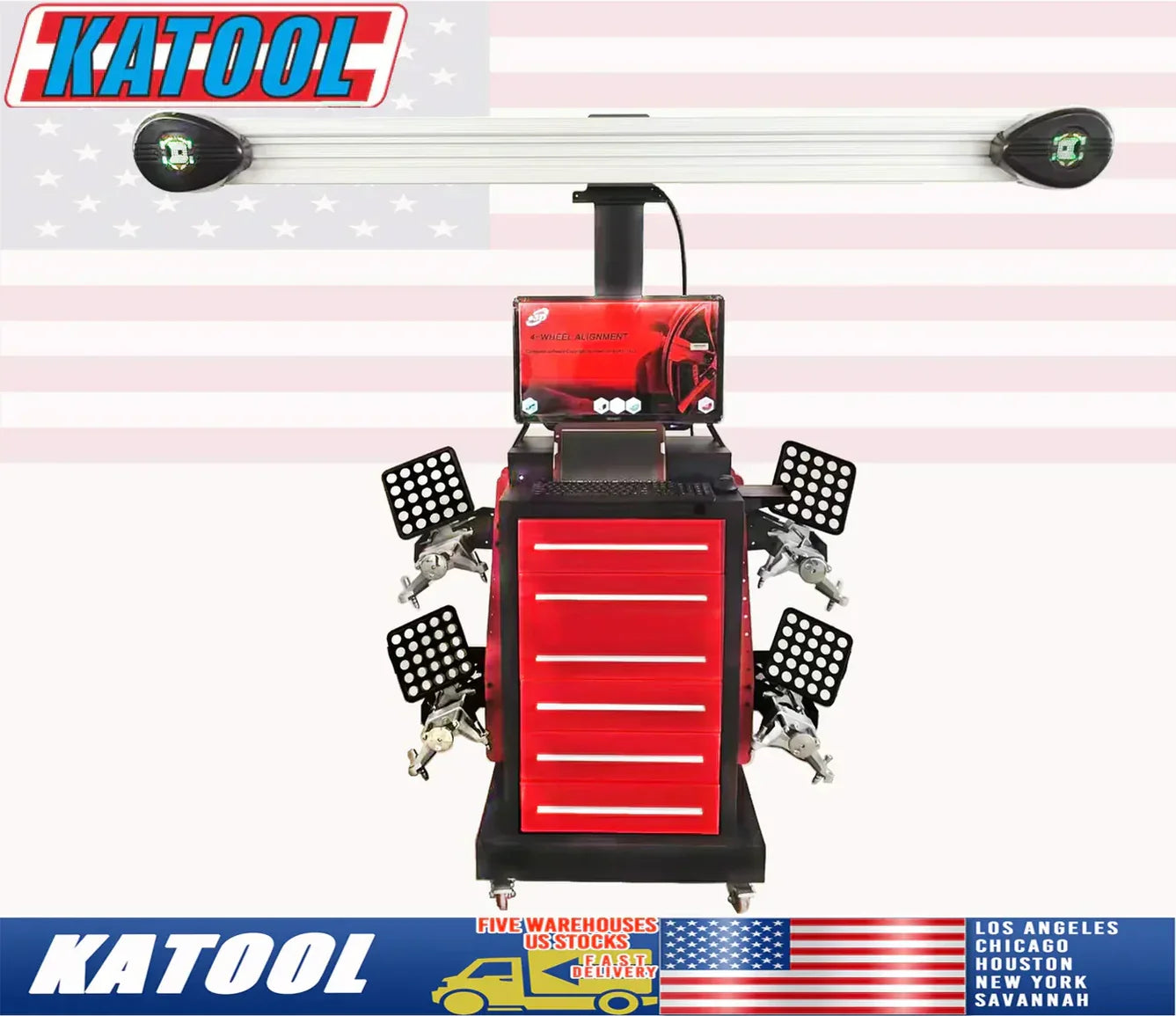 Katool AV651 Mobile 3D Wheel Alignment Machine 2 Post and Scissor Lift