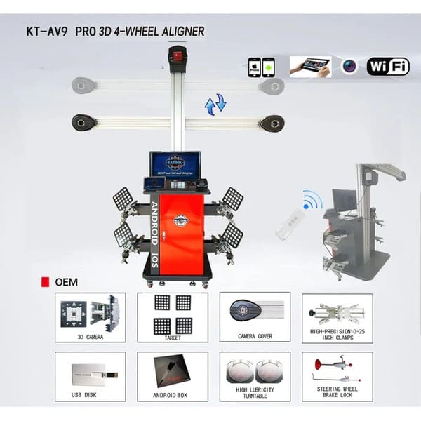 Katool KT AV9 Pro Full Automatic 3D Wheel Alignment Machine 5MP Camera