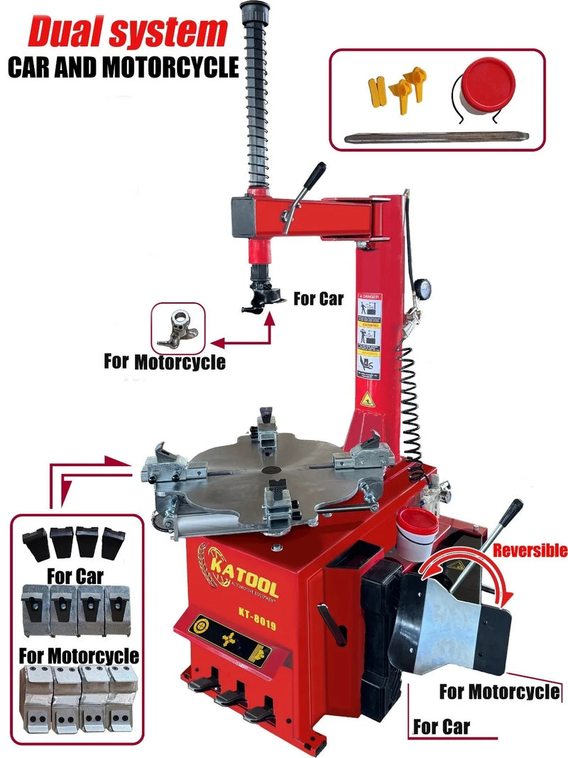 Katool Dual System Tire Changer Car Motorcycle Bicycle 10 to 24in KT-T8019