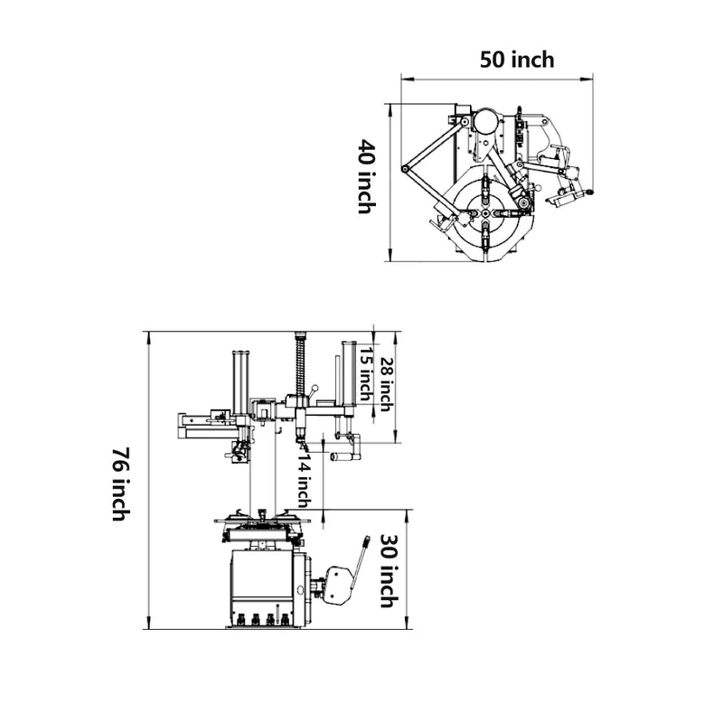 Katool Tire Changer Dual Assist Arm Wheel Clamp 2HP KT-T830