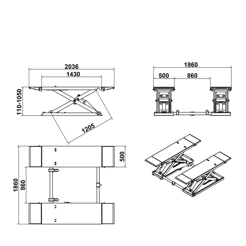 Katool KT X85 8000 lb Electric Mid Rise Scissor Lift 40in CE Certified