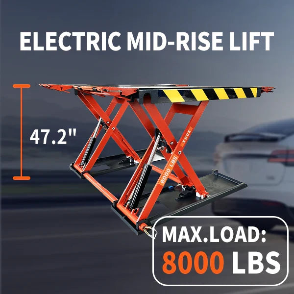 Katool KT X90E 8000 lb Electric Mid Rise Scissor Lift 47in CE Certified
