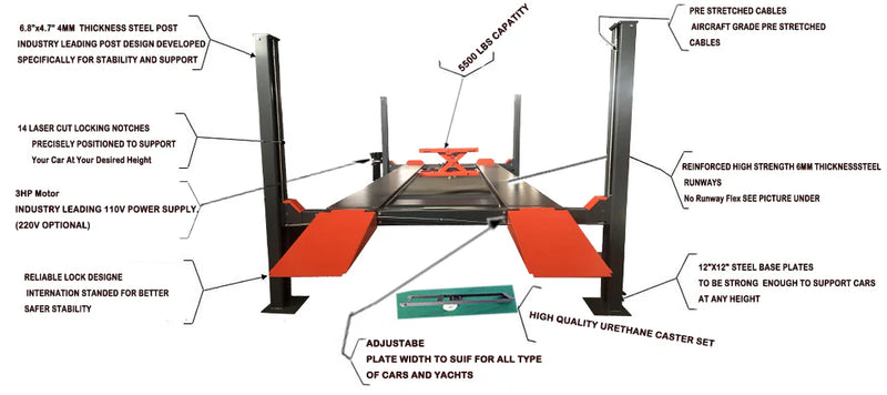Katool 11000 lb Four Post Car Storage and Service Lift KT-4H110