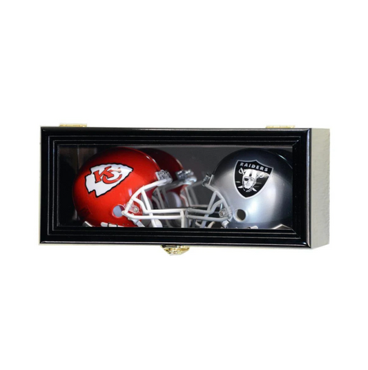 2 Mini Helmet Display Case Cabinet Mirror Back UV Protection NFL Riddell
