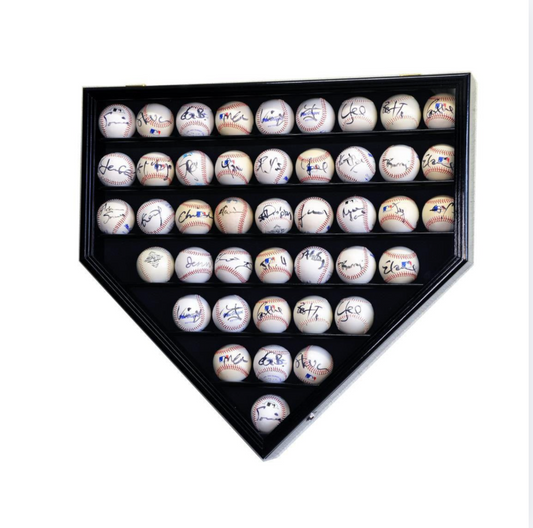 43 Baseball Display Case Cabinet Home Plate Shaped UV Protection Locking MLB