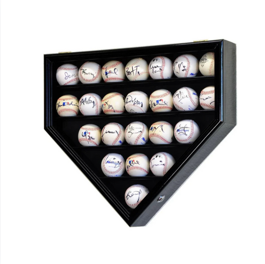 23 Baseball Display Case Cabinet Home Plate Shaped UV Protection Locking MLB