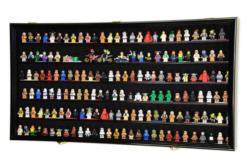 Minifigures Display Case Sold Wood Finish 180 Pcs LEGO Figurines Locking Cabinet