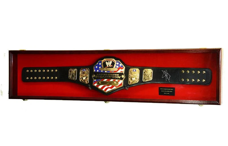 Wrestling Championship WWE Belt Display Case Solid Wood Locking Wall Cabinet UV Glass