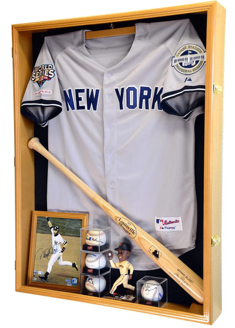 Jersey display case oak wood finish
