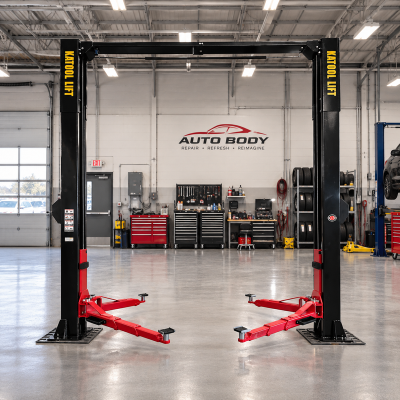 Katool KT M150D 15000 lb Commercial Two Post Car Lift 4HP Direct Drive