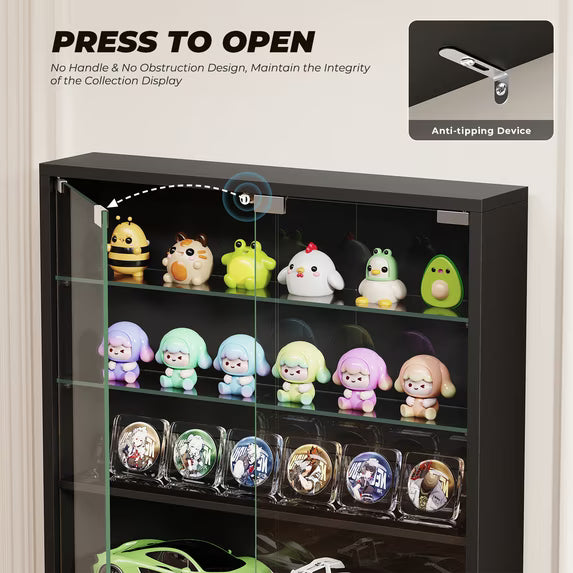 Car Display Case 1/24 Diecast Model LED Light Minifigures NASCAR Wall Cabinet