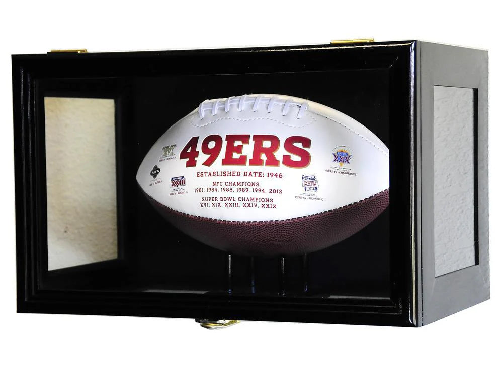 Wall Mounted Football Display Case - UV Protected Acrylic & Solid Wood