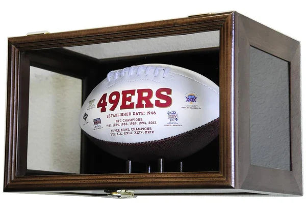 Wall Mounted Football Display Case UV Protected Acrylic & Solid Wood