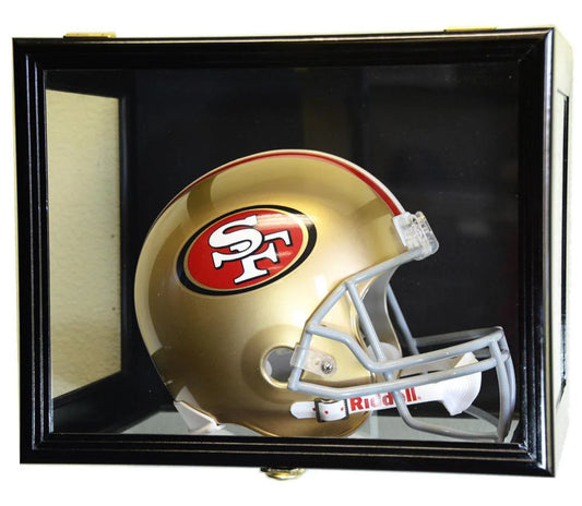 Full Size Football Helmet Display Case - Wall Mount Solid Wood Frame