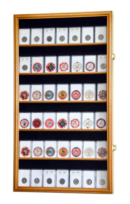 Coin Slab Display Case NGC PCGS ICG CAC Cabinet Oak Wood Collector Shadow Box