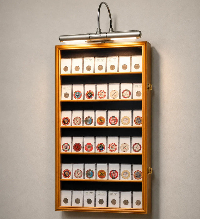 Coin Slab Display Case NGC PCGS ICG CAC Cabinet Oak Wood Collector Shadow Box