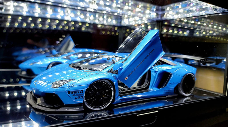 Car Display Case Acrylic LED Light 1/18 Matchbox Model 1/24 Diecast Rack Cabinet